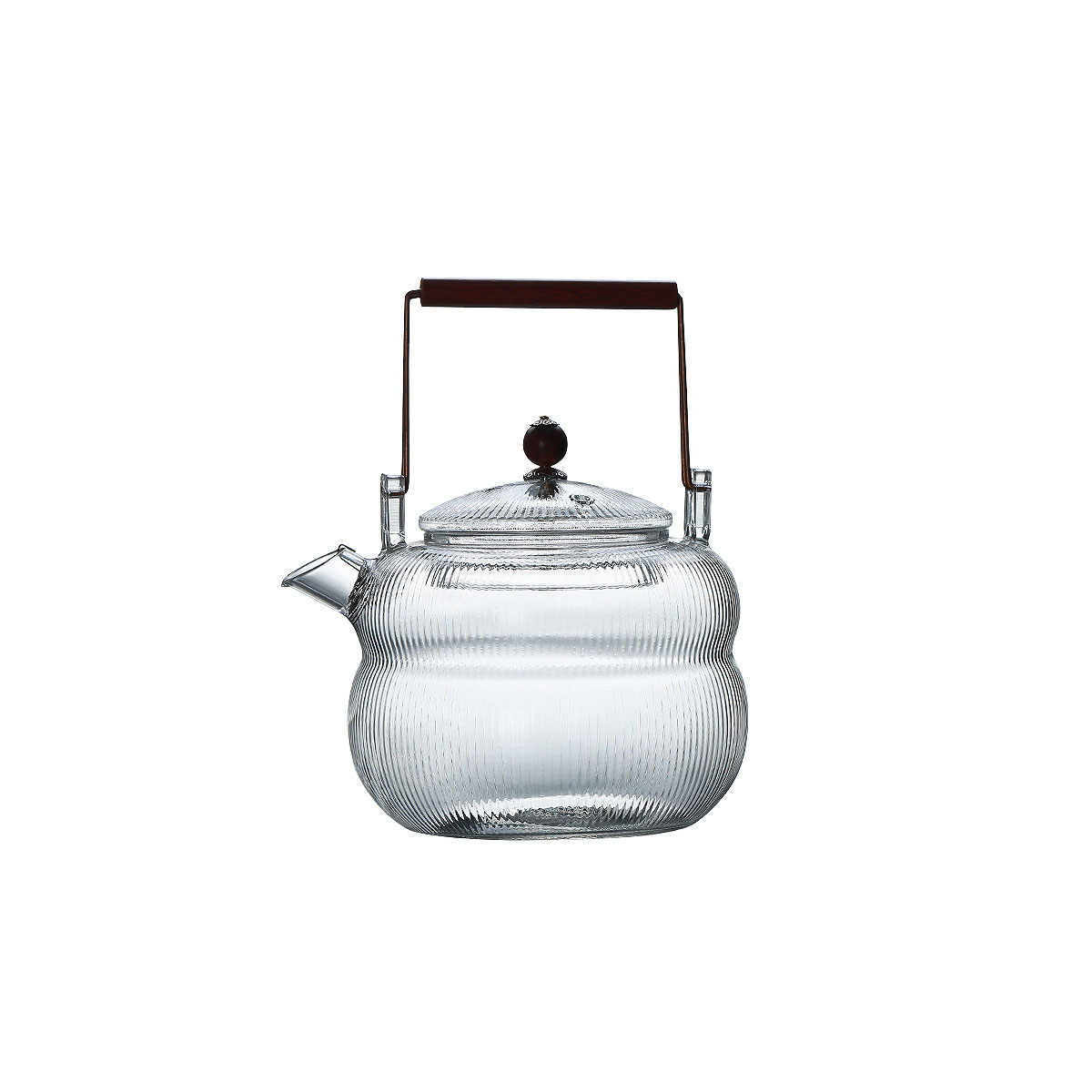 1000ml Bamboo Handle Lifting Beam Glass Tea Pot Boiling Tea - Vmara Glass