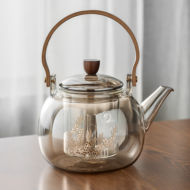 1000ml Glass Teapot With Water Steam Boiling Infuser
