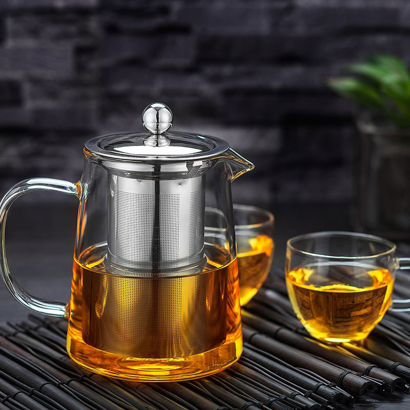 Stainless Steel Infuser Glass Teapot for loose leaf tea