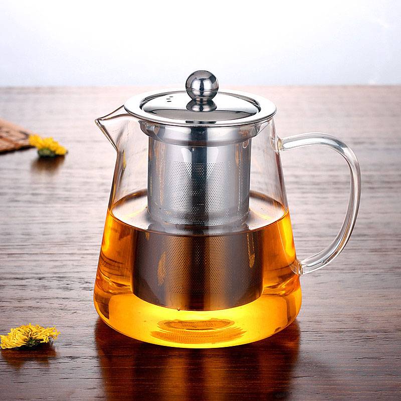 Stainless Steel Infuser Glass Teapot for loose leaf tea
