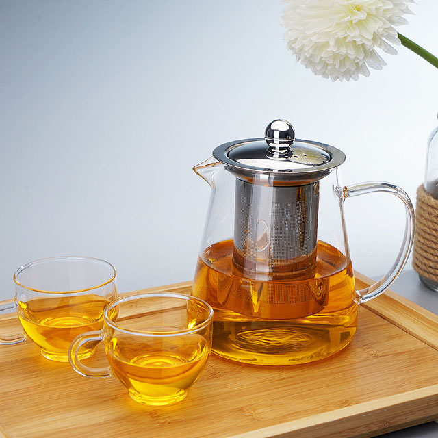 Stainless Steel Infuser Glass Teapot for loose leaf tea