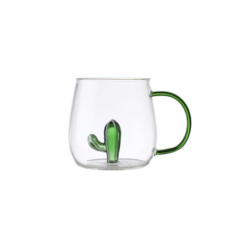 Clear Glass mug with 3D Animal or Plant bottom