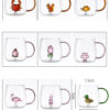 Clear Glass mug with 3D Animal or Plant bottom