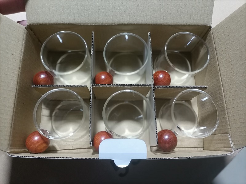 Creative Wood Ball Handle Gongfu Tea Glass Cup