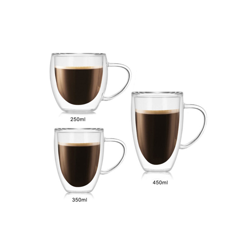 Double Wall Insulated Glass Coffee Mugs