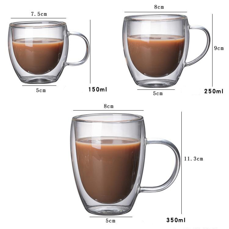 Double Wall Insulated Glass Coffee Mugs