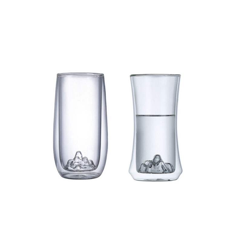Double Walled Glass Espresso Cups With Mountain Bottom