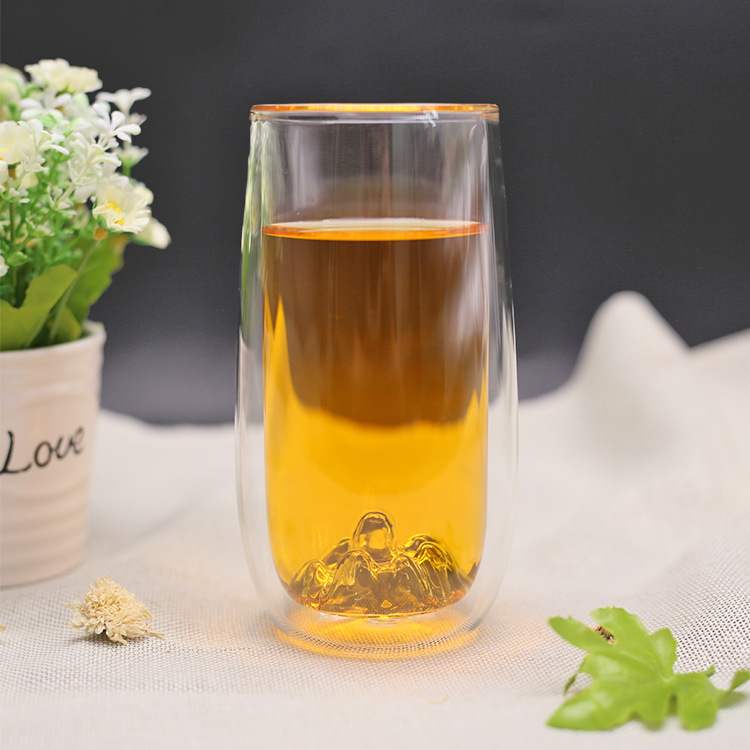 Double Walled Glass Espresso Cups With Mountain Bottom