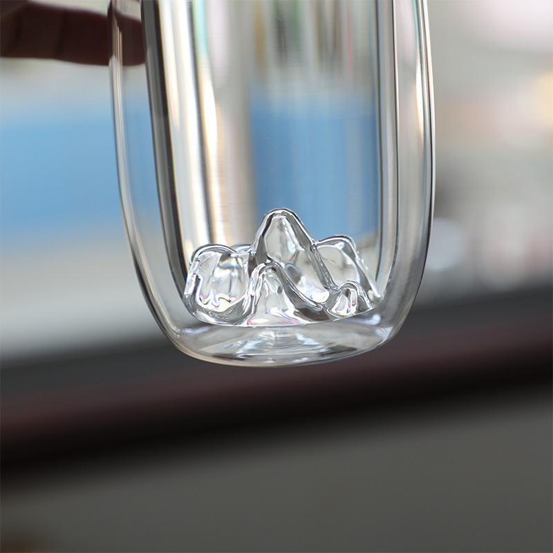 Double Walled Glass Espresso Cups With Mountain Bottom