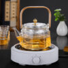 Hammered Pattern Steam Boiling Lifting Beam Glass Teapot