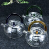 Handblown Stovetop Safe Blooming Glass Tea Pot