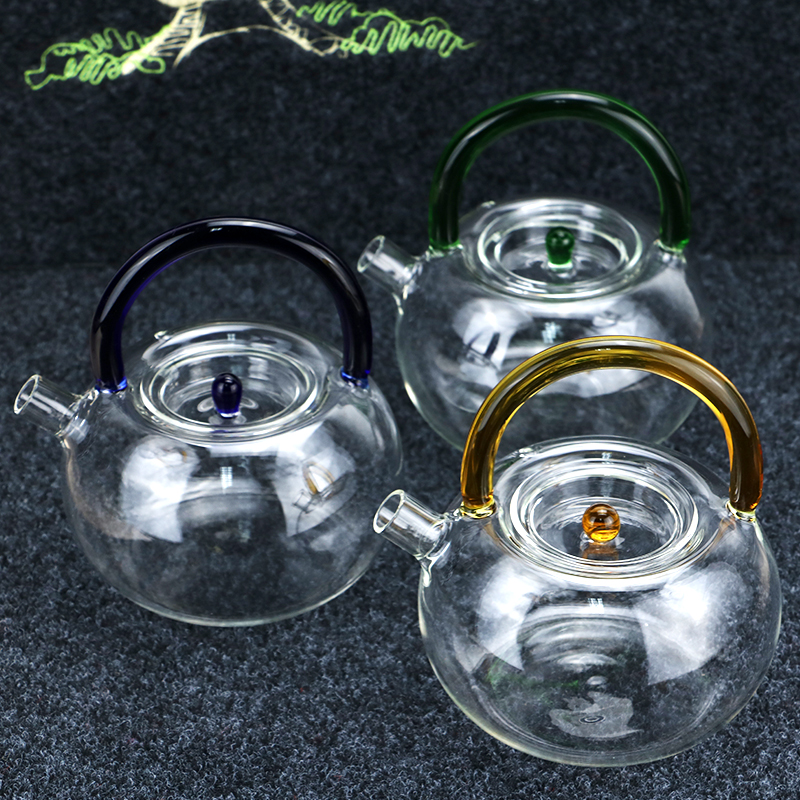 Handblown Stovetop Safe Blooming Glass Tea Pot