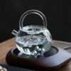 Handblown Stovetop Safe Blooming Glass Tea Pot