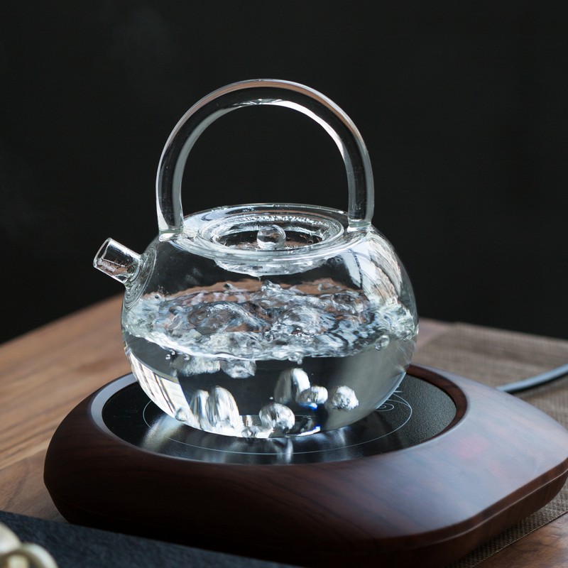 Handblown Stovetop Safe Blooming Glass Tea Pot