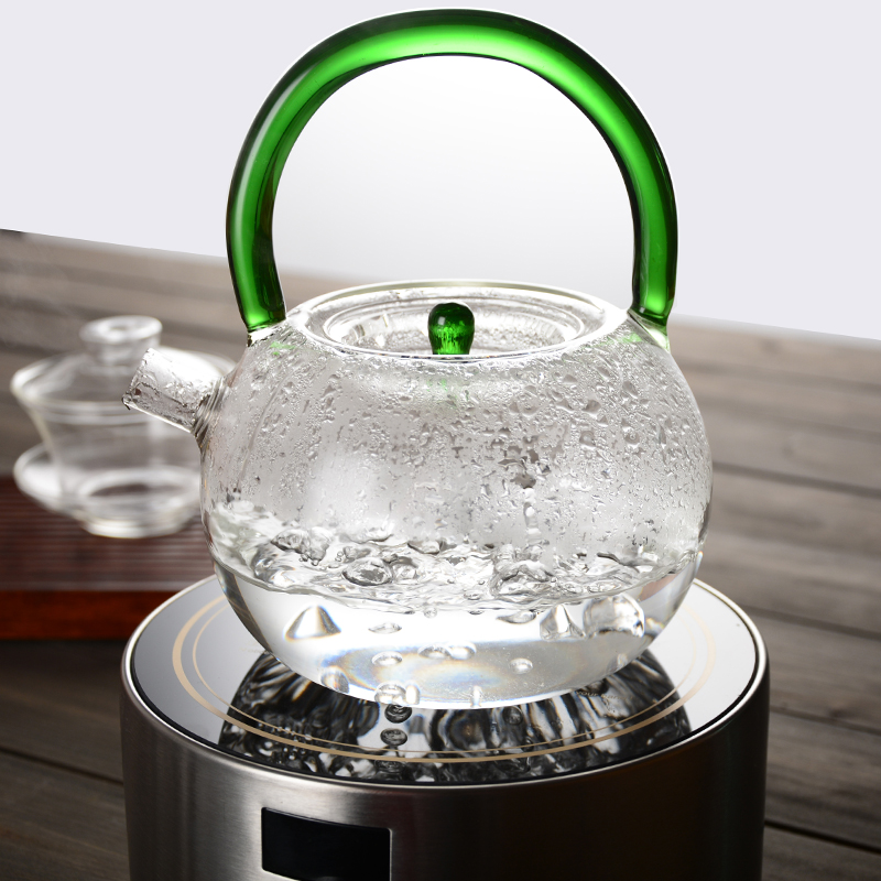 Handblown Stovetop Safe Blooming Glass Tea Pot