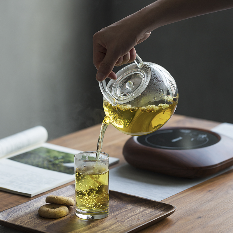 Handblown Stovetop Safe Blooming Glass Tea Pot