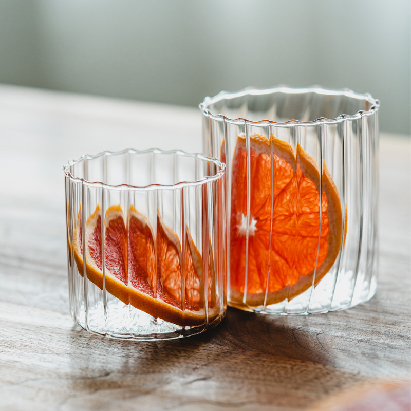 Vertical Stripe High Borosilicate Glass Cup