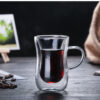 Double Walled Insulated Glass Coffee Mugs With Handle1 Double Walled Insulated Glass Coffee Mugs With Handle
