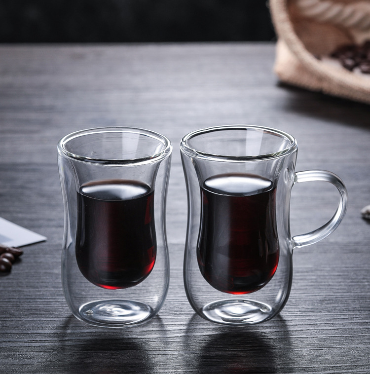 Double Walled Insulated Glass Coffee Mugs With Handle5 Double Walled Insulated Glass Coffee Mugs With Handle
