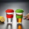 Double Wall Glass Tumbler With Silicone Sleeve