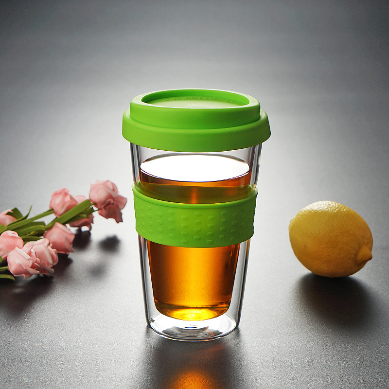 Double Wall Glass Tumbler With Silicone Sleeve