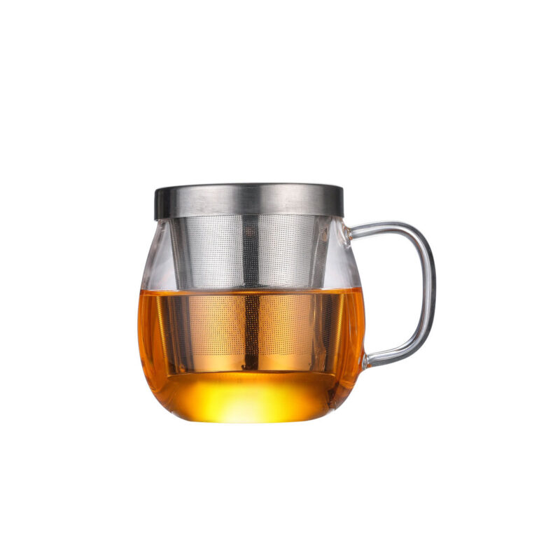 Tea Infuser Glass Mugs with Stainless Steel Strainer