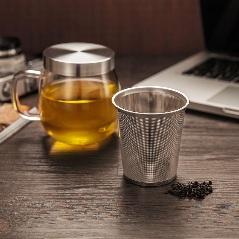 Tea Infuser Glass Mugs with Stainless Steel Strainer