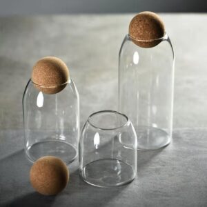 Elegant Hot sale Round Cork Lid Borosilicate Glass Canister - Vmara Glass