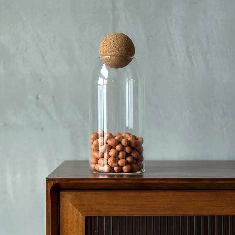 round cork lid borosilicate glass