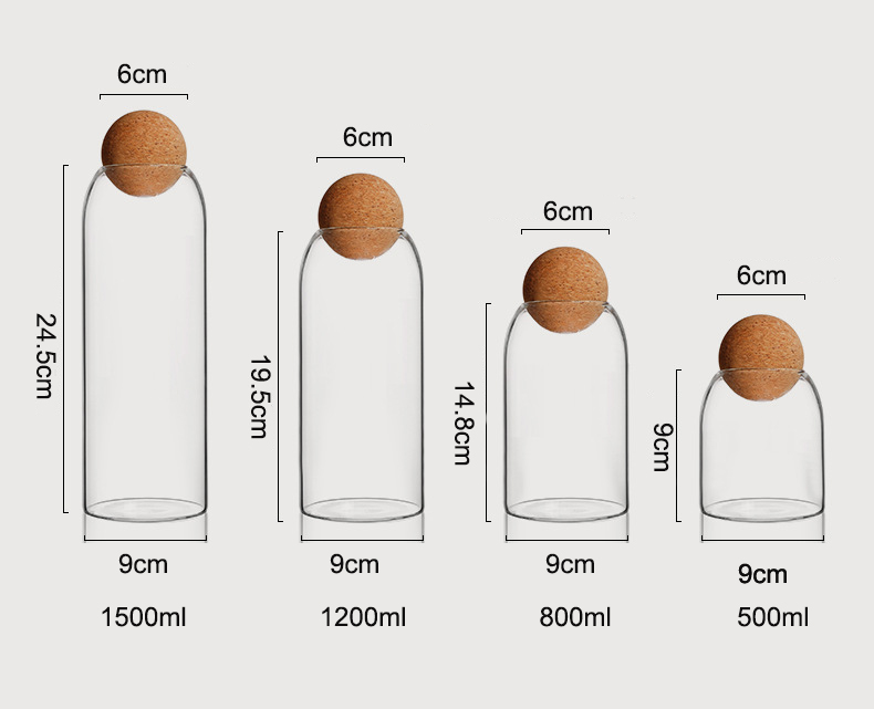 round cork lid borosilicate glass