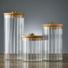 Vertical Striped Borosilicate Glass Storage Canister Container Jar with bamboo lid
