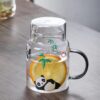 500ml cute panda glass cup