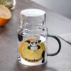 500ml cute panda glass cup