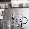 500ml cute panda glass cup