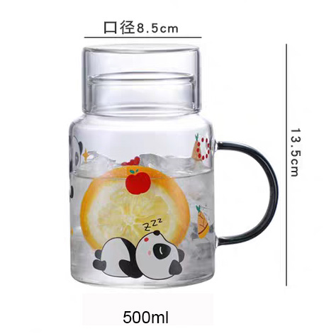 500ml Cute Panda Glass Cup