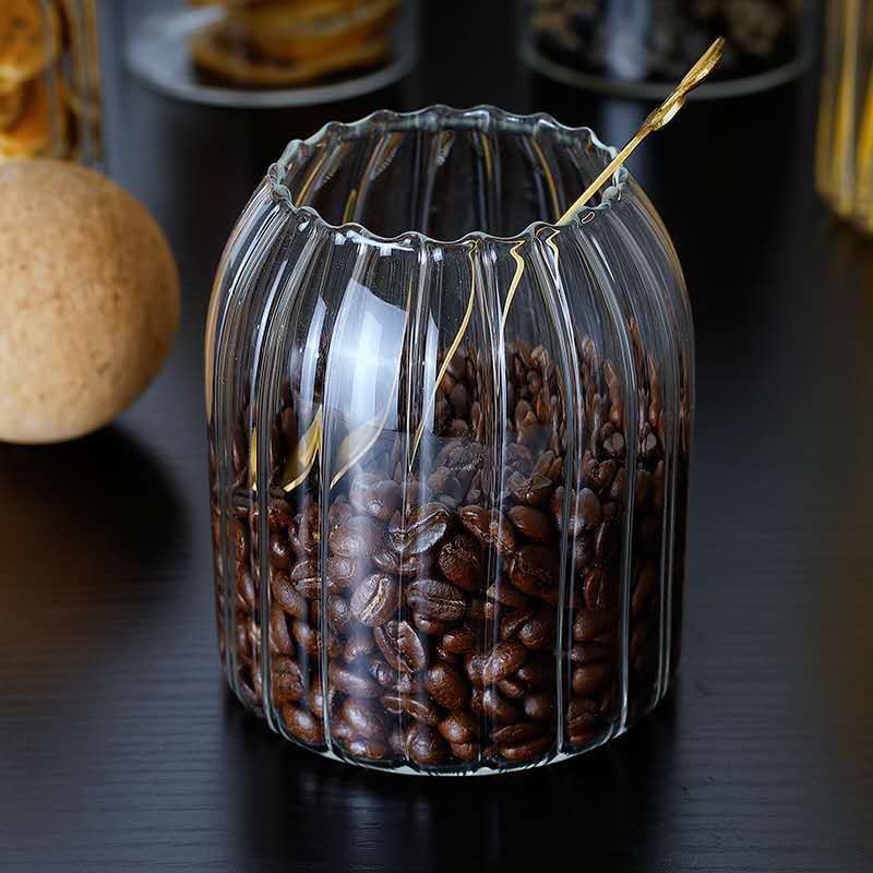Elegant Hot sale Round Cork Lid Borosilicate Glass Canister